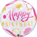 Bubble Balloon 22" Birthday Pink & Gold Dots
