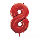 Unique Foil Balloon Red 34" Number 8