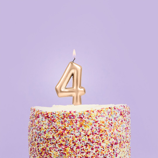 Hootybaloo Party Candle Number 4 Metallic Gold