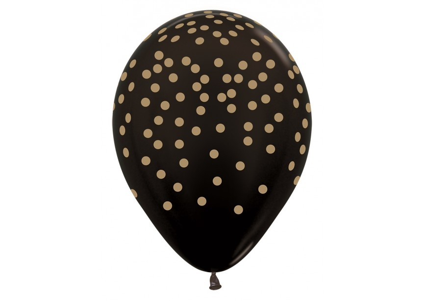 Sempertex Confetti Gold & Black 12" Latex 25pk