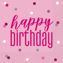Pink Glitz Happy Birthday Napkins 16pk