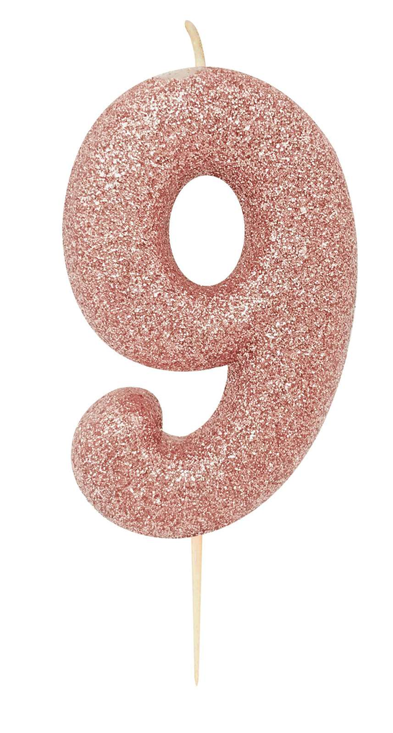 Creative Number 9 Candle Rose Gold 7cm