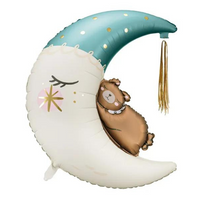 PartyDeco Bear & Moon Blue 38" Foil Balloon