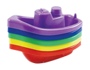 Colorful bath time boats toy set by Gem Imports, featuring five small plastic boats for kids' water play and bath fun.