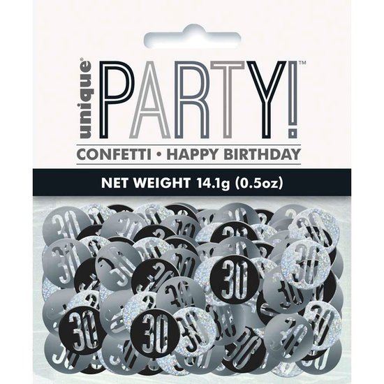 Black Glitz 30th Birthday Foil Confetti 14g