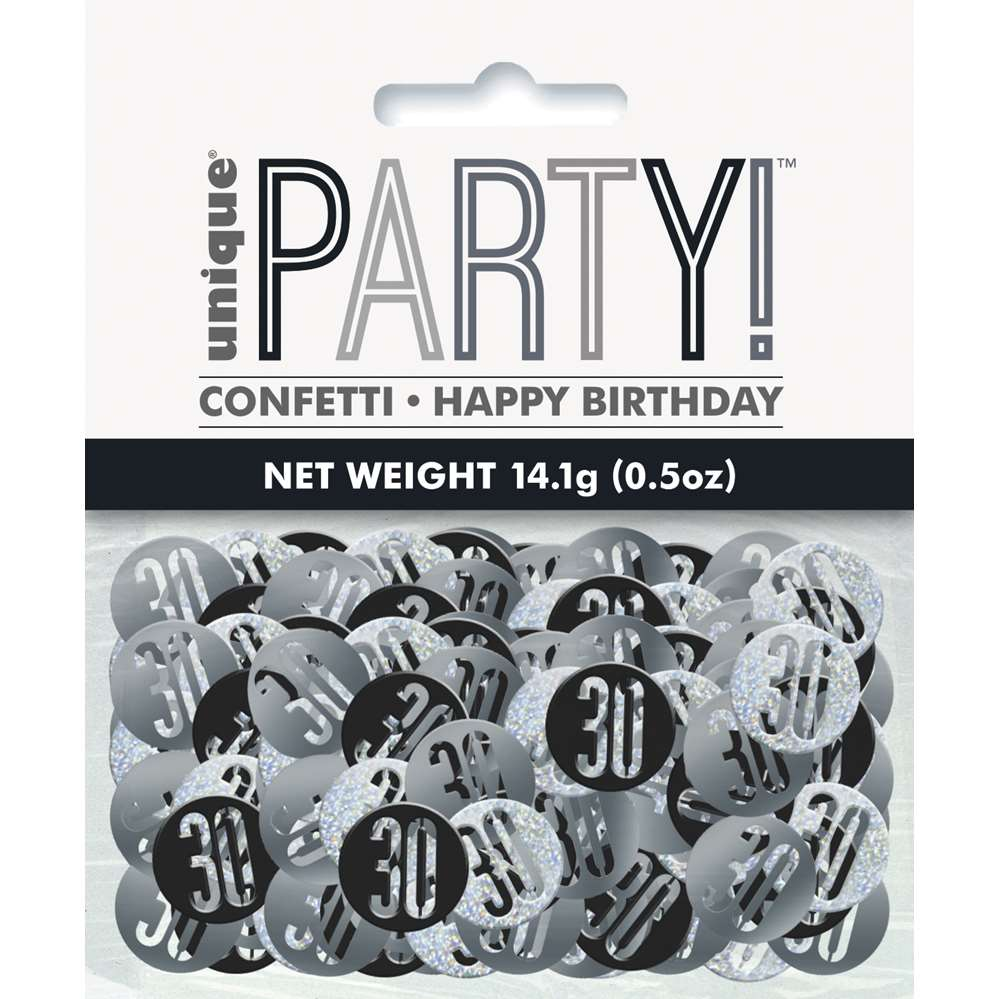Black Glitz 30th Birthday Foil Confetti 14g