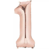 Rose gold Anagram foil balloon shaped as the number 1, 34 inches tall, perfect for celebrations and special events.