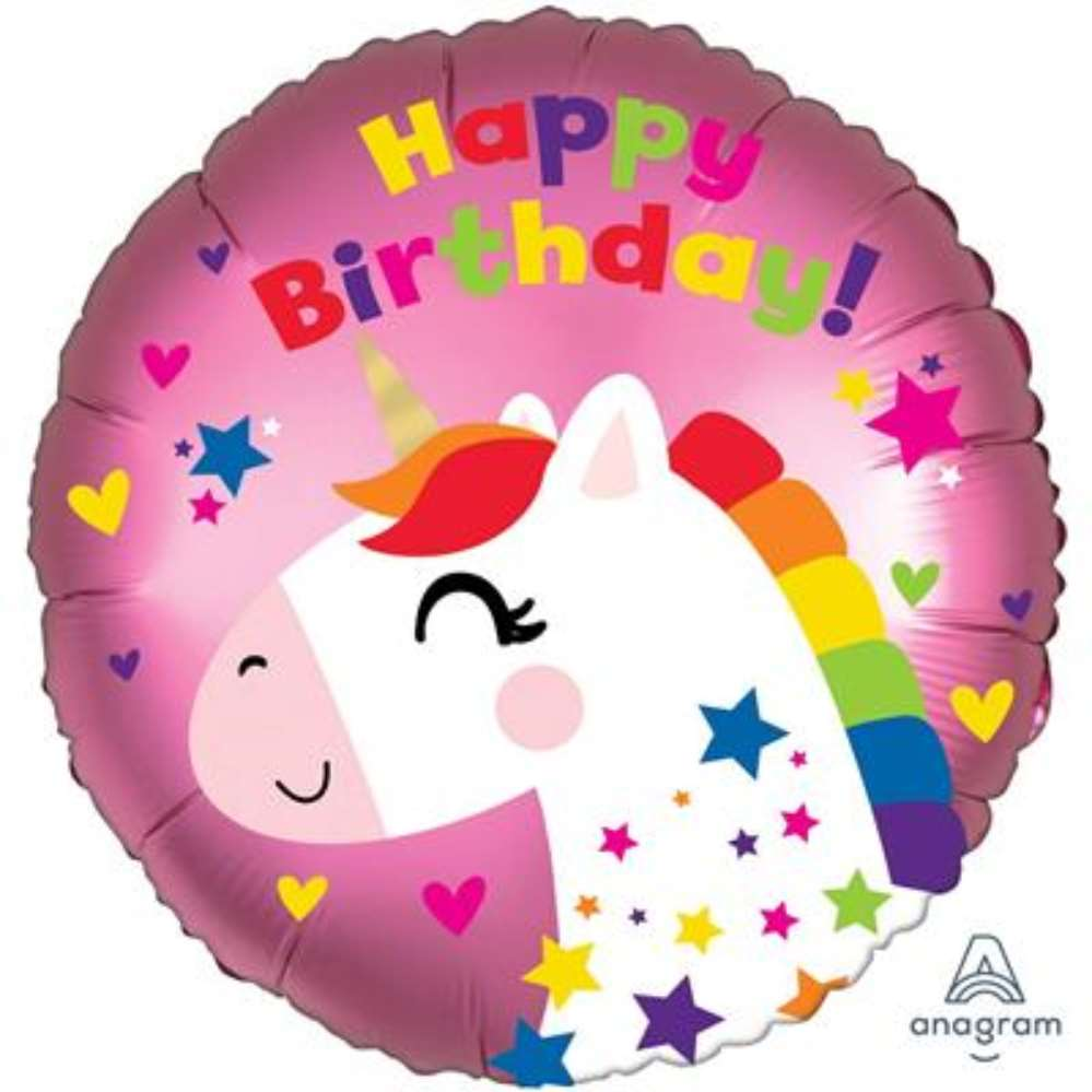Anagram Satin Unicorn Birthday 18" Foil Balloon