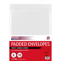 10pk Padded Envelopes Size K 350x470mm White