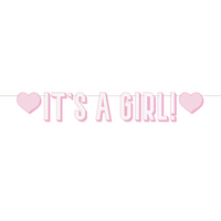 Unique Letter Banner It's A Girl Pink 5ft