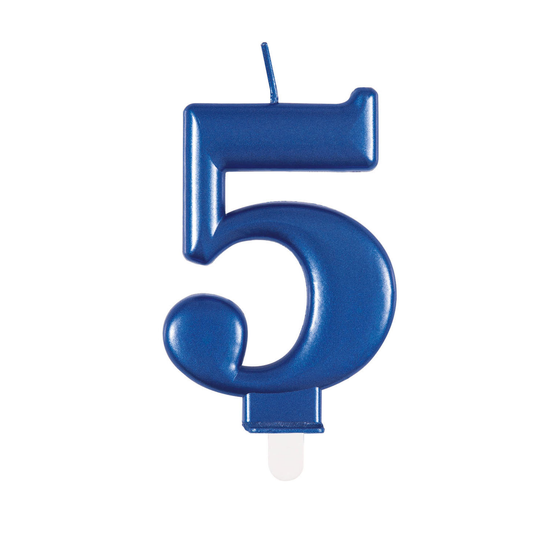 Unique Party Candle Number 5 Metallic Blue