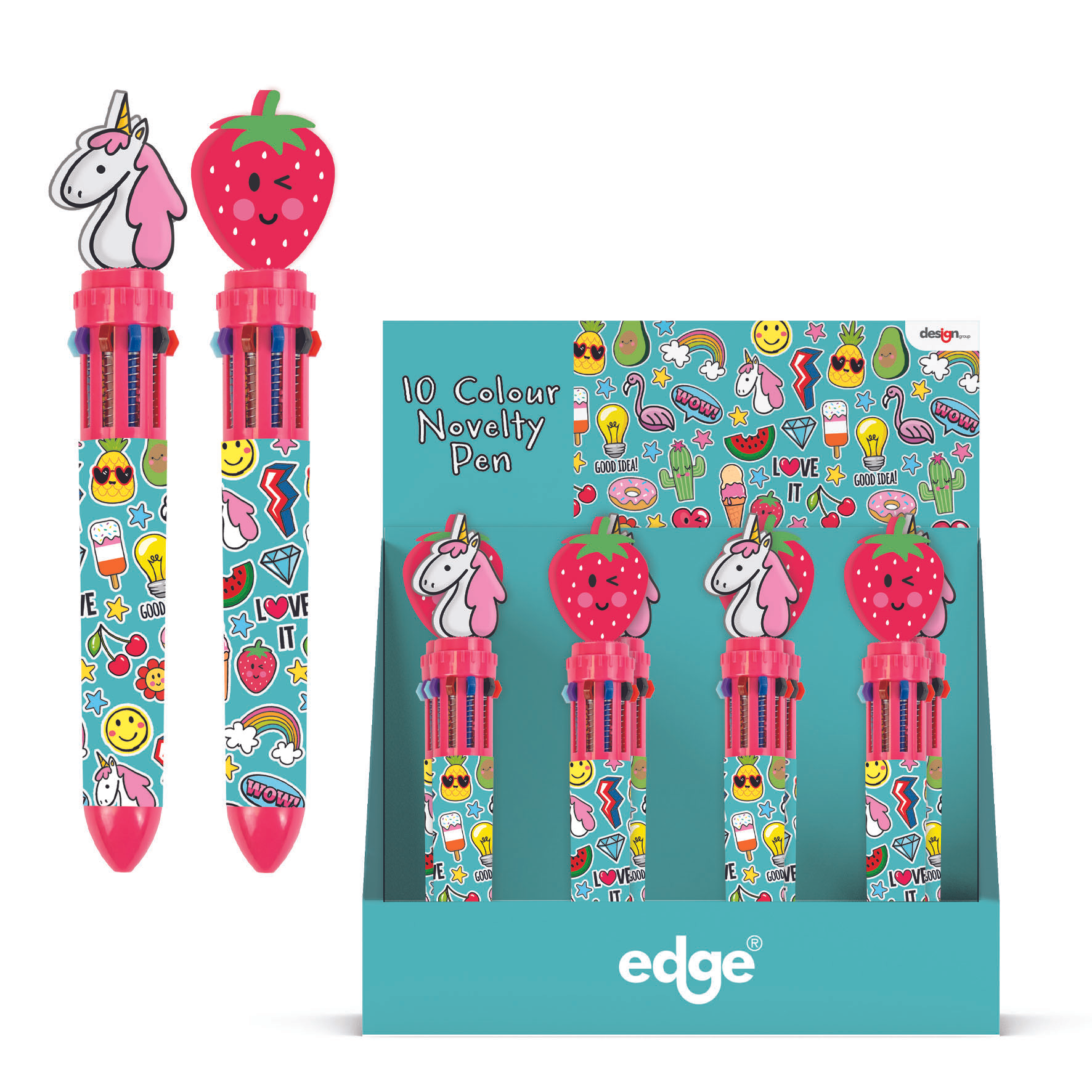 IG Design Group 12 Pack Pen Unicorn/Strawberry