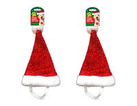 Pet Santa Hat Tinsel 24pk (Assorted Sizes)