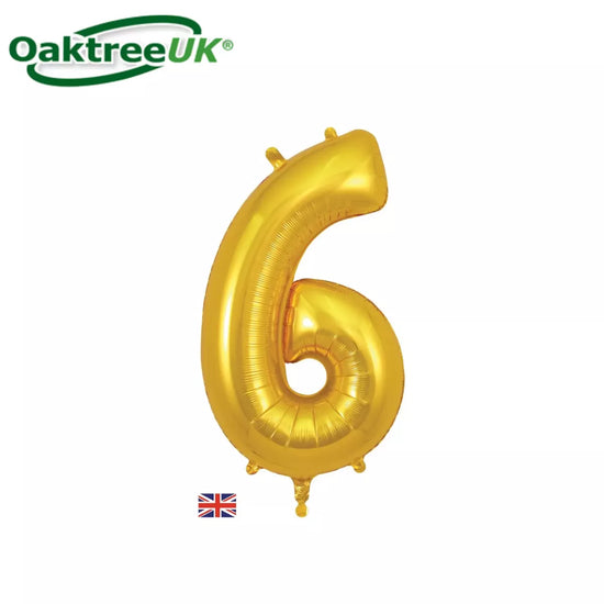 Oaktree Foil Balloon Gold 34" Number 6