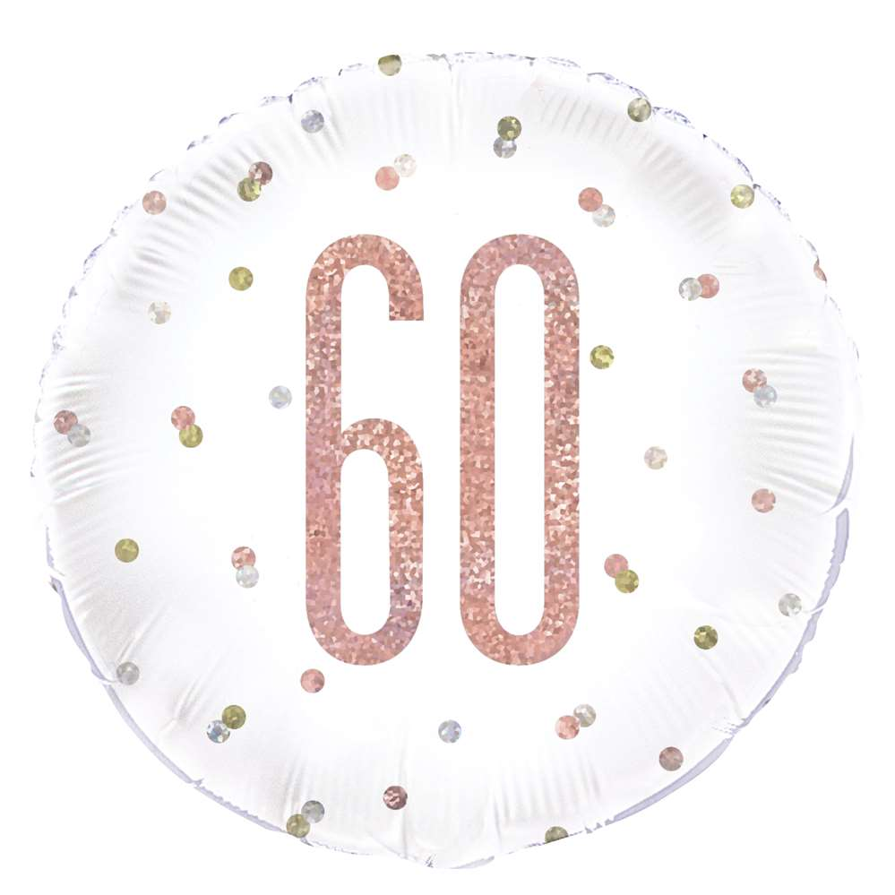 Unique Foil Balloon Rose Gold Glitz Age 60 18"