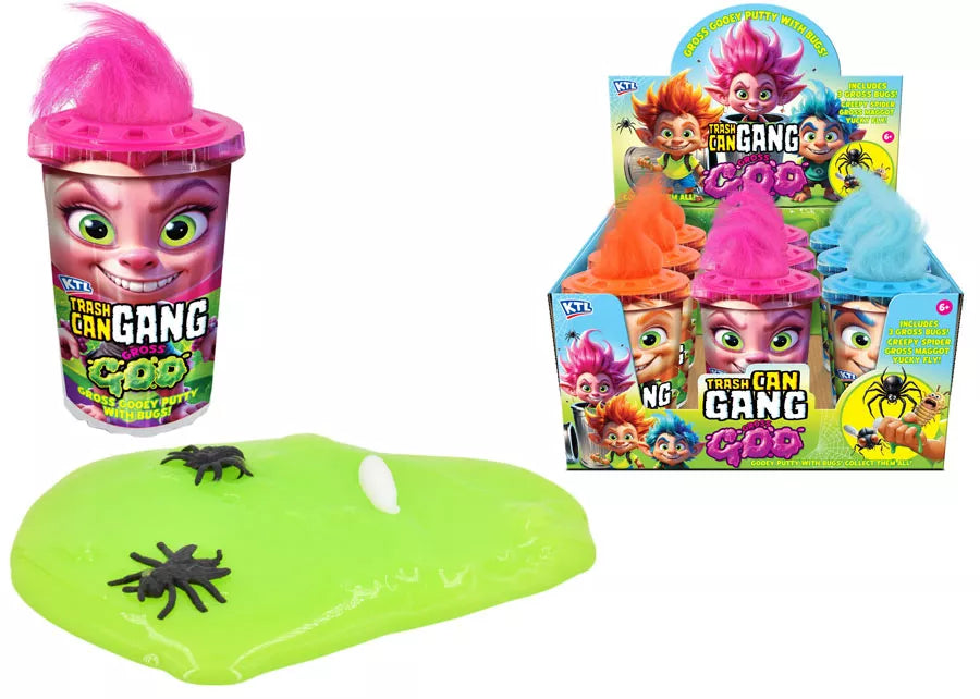 Kandy Toys Trash Can Gang Goo toy set with nine colorful toy figures, designed for children’s play and imaginative fun.