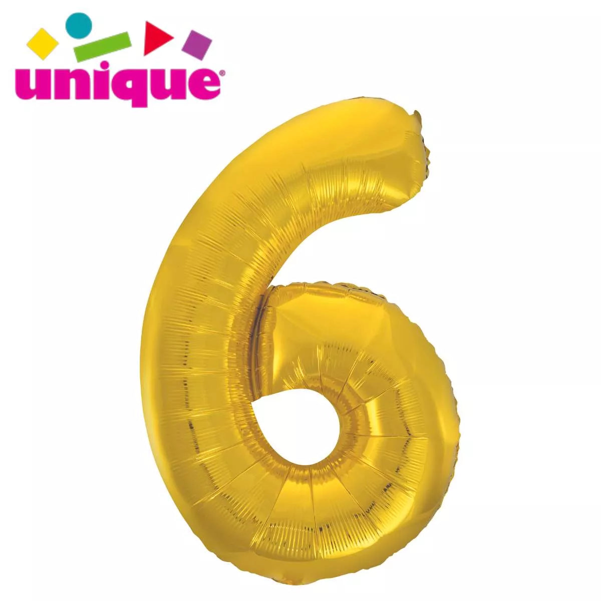 Unique Foil Balloon Classic Gold 34" Number 6