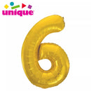 Unique Foil Balloon Classic Gold 34" Number 6