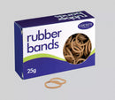 Assorted rubber bands in a 25g package from County Stationery, suitable for bundling and organizing office or craft supplies.