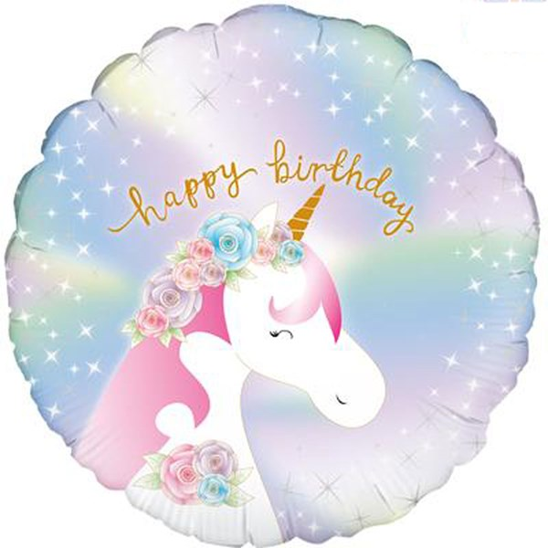 Oaktree Pastel Holo Unicorn 18" Foil Balloon