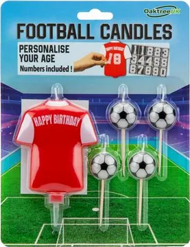 Oaktree Party Candle Football Red & White 8cm