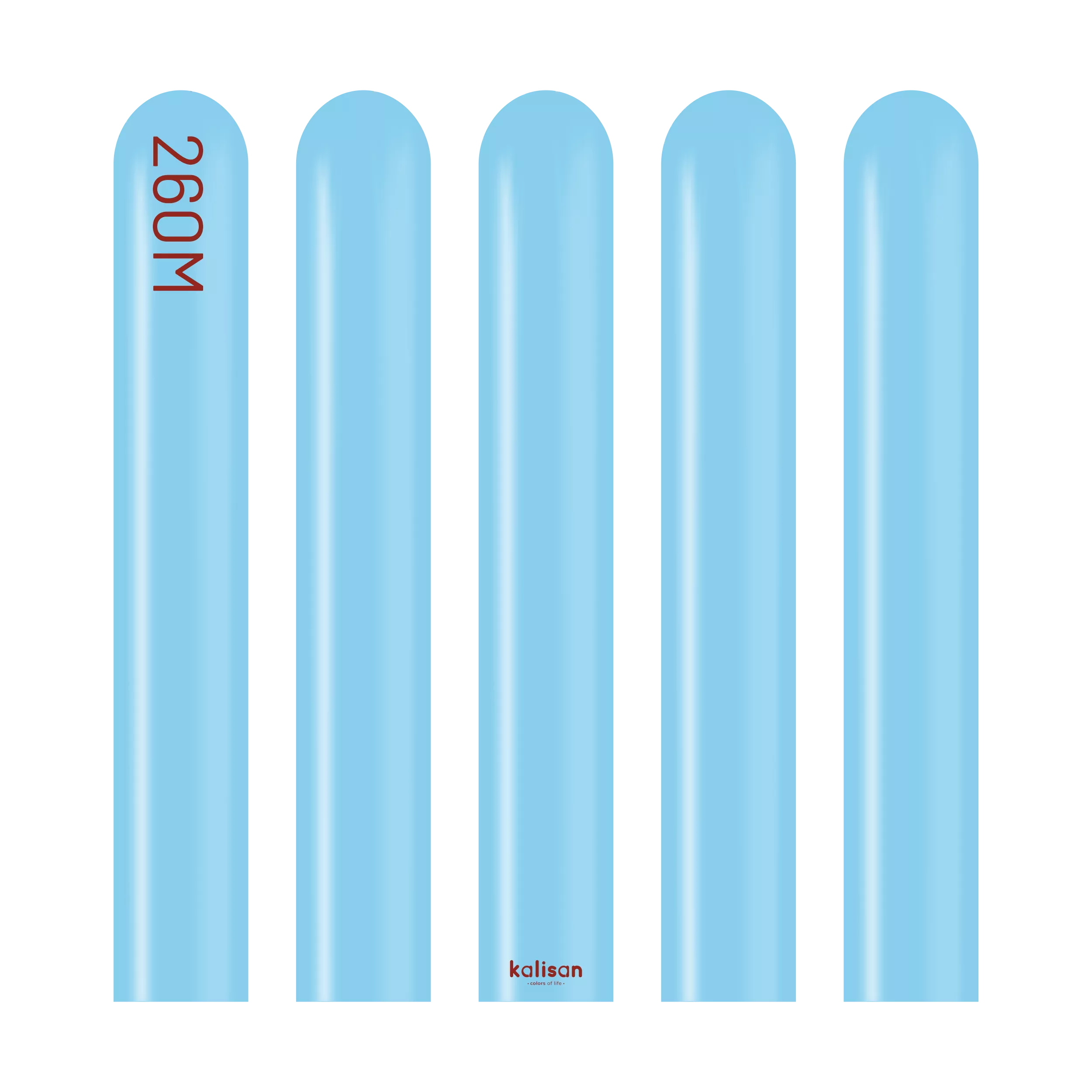 Kalisan 260 Nozzle Up Latex Baby Blue modeling balloons, 100-pack, ideal for balloon art and creative balloon decorations.