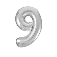 Unique Foil Balloon Silver 34" Number 9