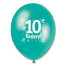 6 x 8pk Latex Balloons Birthday Age 10