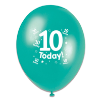 6 x 8pk Latex Balloons Birthday Age 10