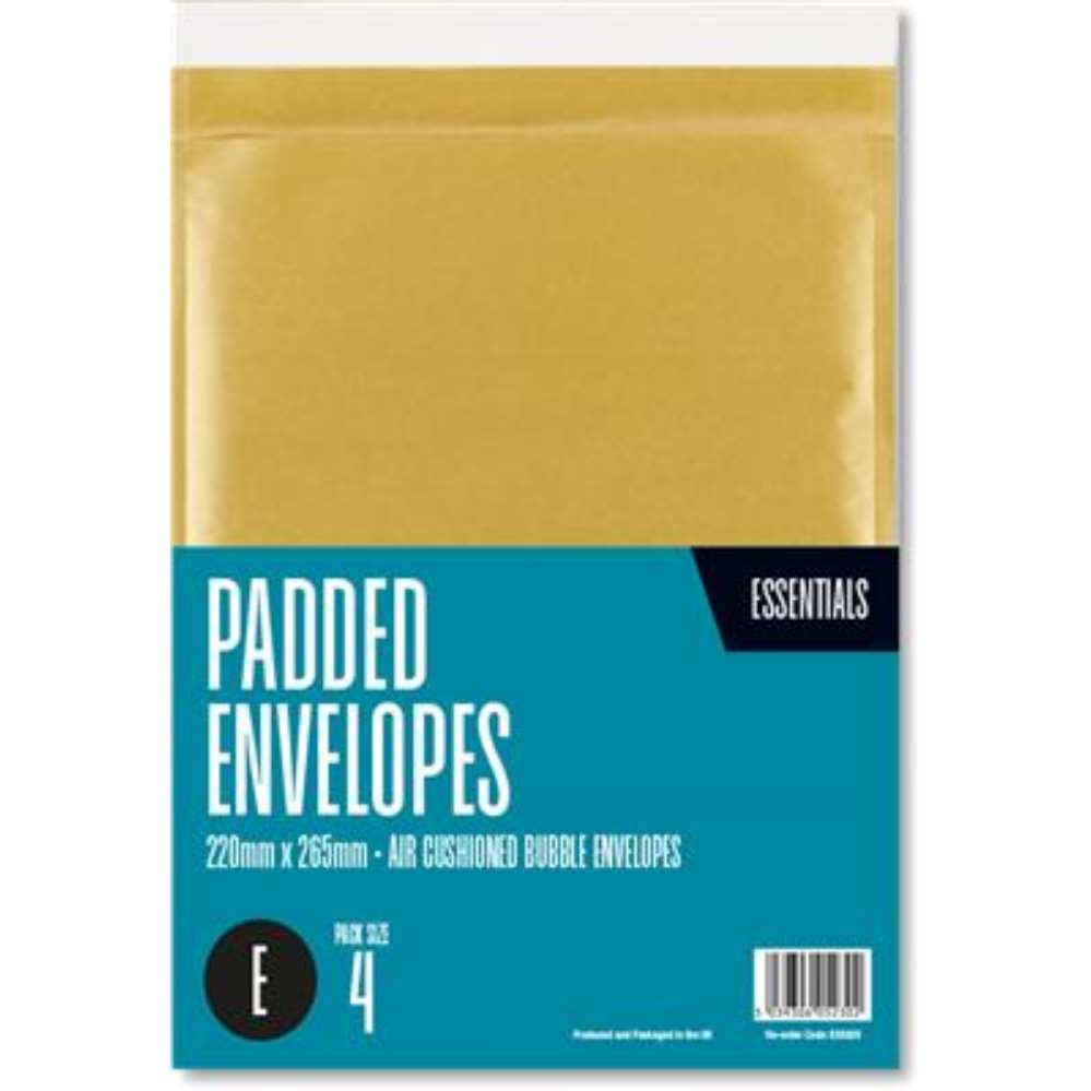 4pk Padded Envelopes Size E Medium 220x265mm