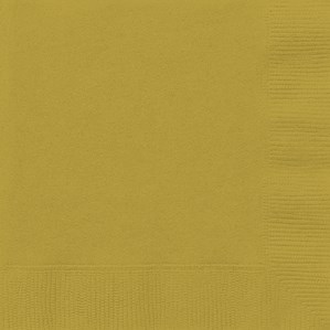 Unique 20 Pack Luncheon Napkins Gold 32.3cm