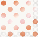 Rose Gold Foil Dots Beverage Napkins 16pk