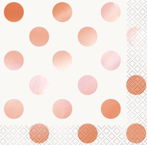 Rose Gold Foil Dots Beverage Napkins 16pk