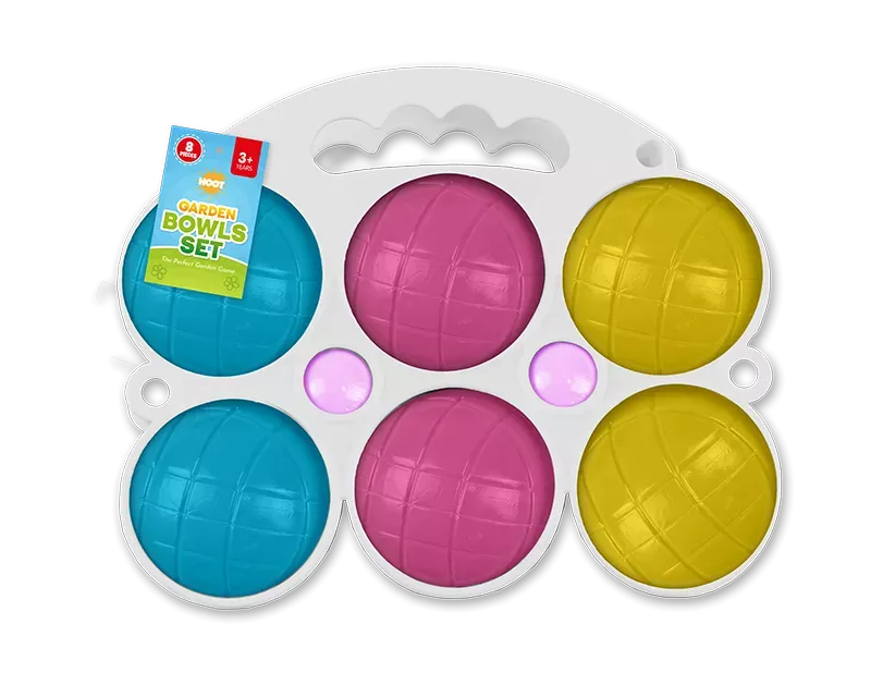 Colorful 8-piece toy bowls set by Gem Imports, featuring vibrant plastic bowls perfect for imaginative play.