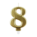 Party Candle Number 8 Metallic Gold 9cm 6pk