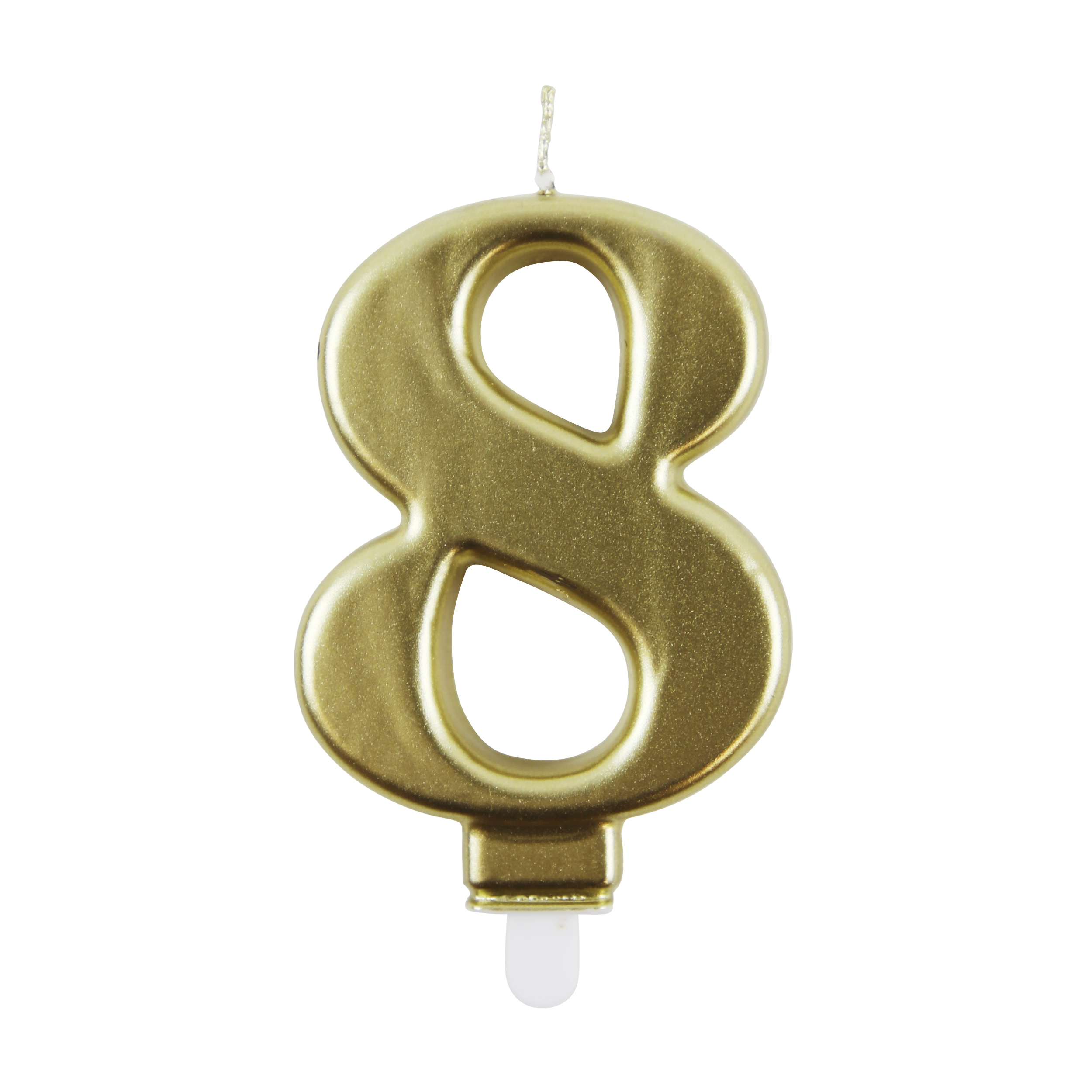 Party Candle Number 8 Metallic Gold 9cm 6pk