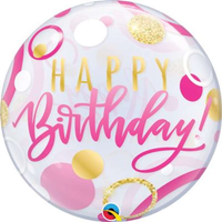 Bubble Balloon 22" Birthday Pink & Gold Dots