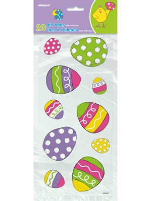 Unique 20 Pack Cello Bags Patterned Easter Egg