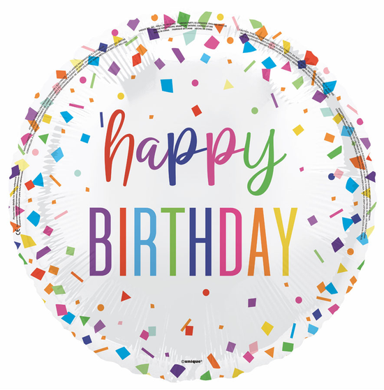 Unique Birthday Bright Confetti 18" Foil Balloon