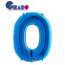 Blue 40-inch Grabo foil balloon shaped as the number zero, perfect for celebrations and party decorations.