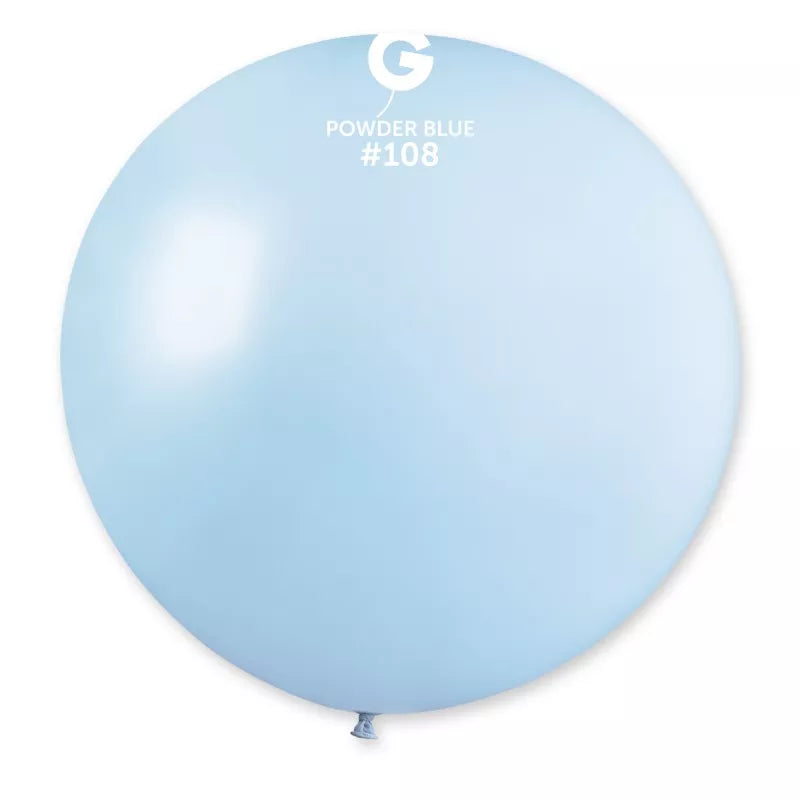 Blue Gemar latex decorator balloon, 30-inch size, inflated and ready for decoration or celebration displays.