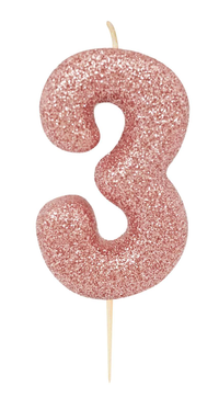 Creative Number 3 Candle Rose Gold 7cm