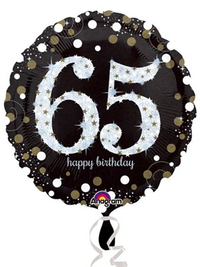 Anagram 65th Black & Gold 18" Foil Balloon