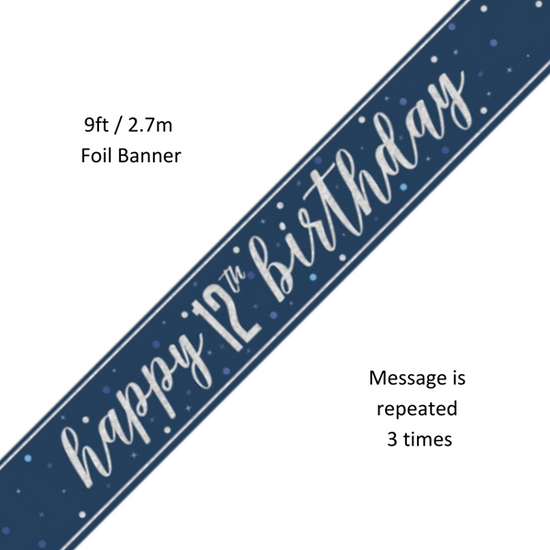Unique Banner Blue Glitz Age 12 9ft