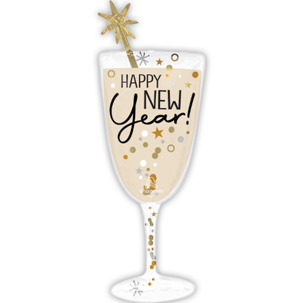 Anagram New Year Bubbly Glass 40" Foil Balloon