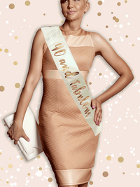 Satin Sash 40 Fabulous Cream & Rose Gold