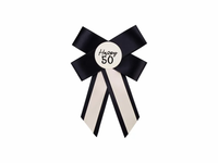 Cream & Black Happy 50th Birthday Rosette 11x17cm