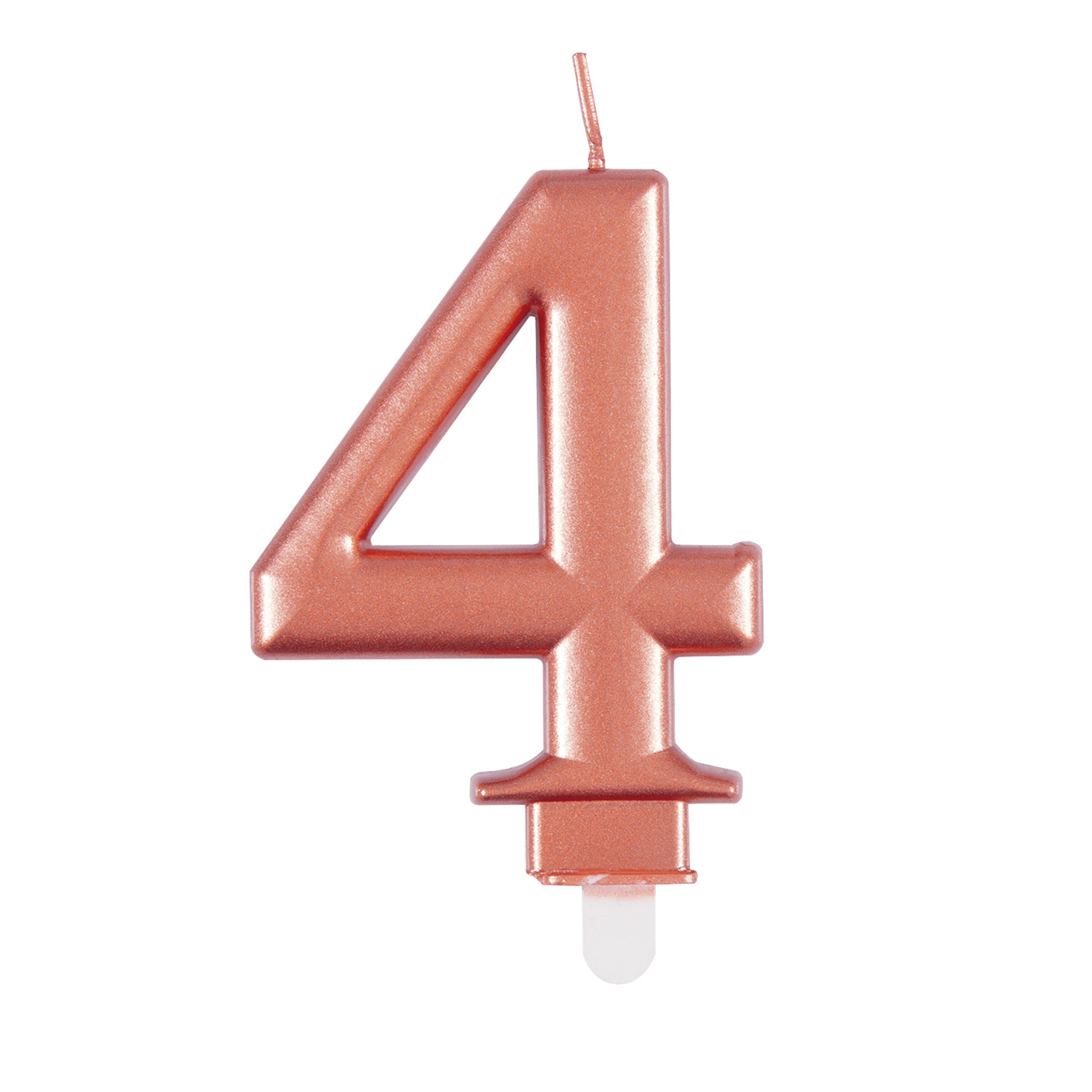 Unique Party Candle Number 4 Metallic Rose Gold