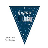 Unique Flag Banner Blue Glitz Birthday 9ft