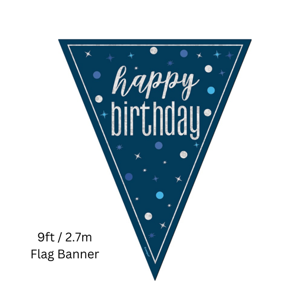 Unique Flag Banner Blue Glitz Birthday 9ft